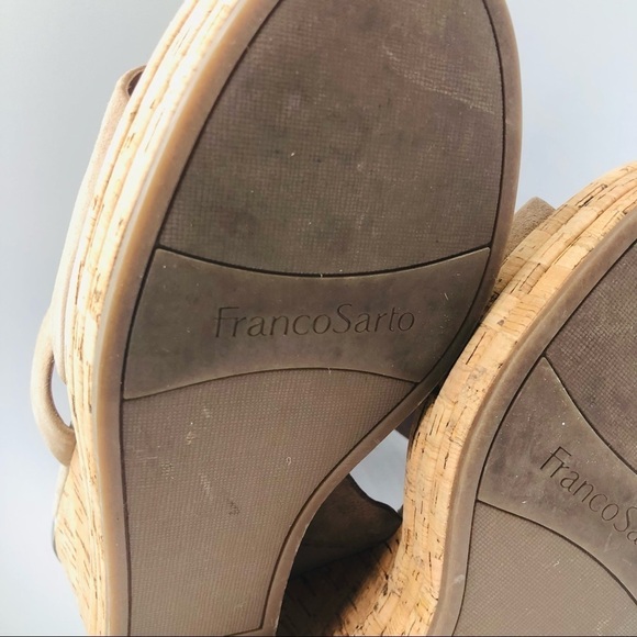 Franco Sarto‎ women’s tan suede wedge cork slip on 10M - Picture 8 of 12